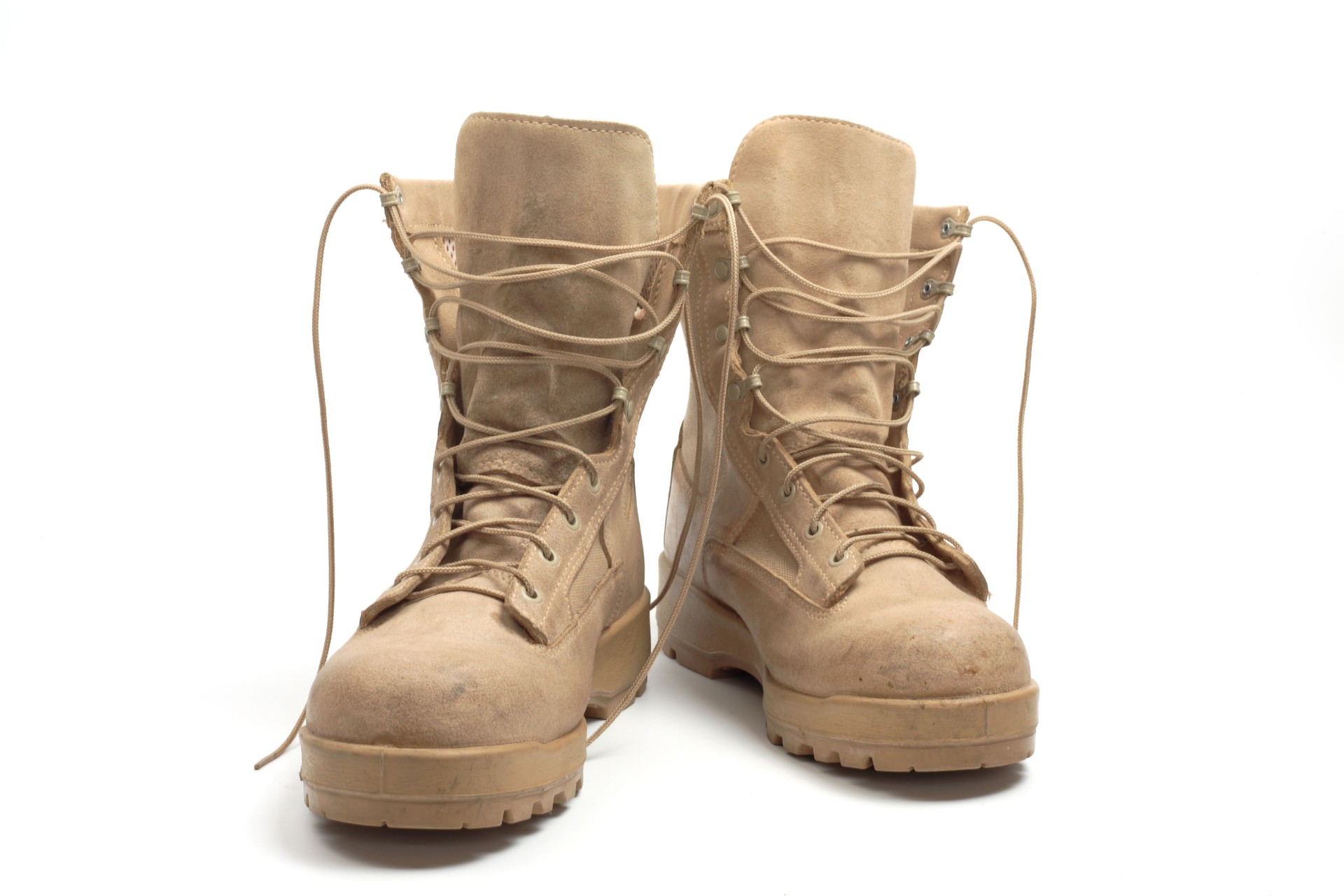 Desert combat boots, isolated